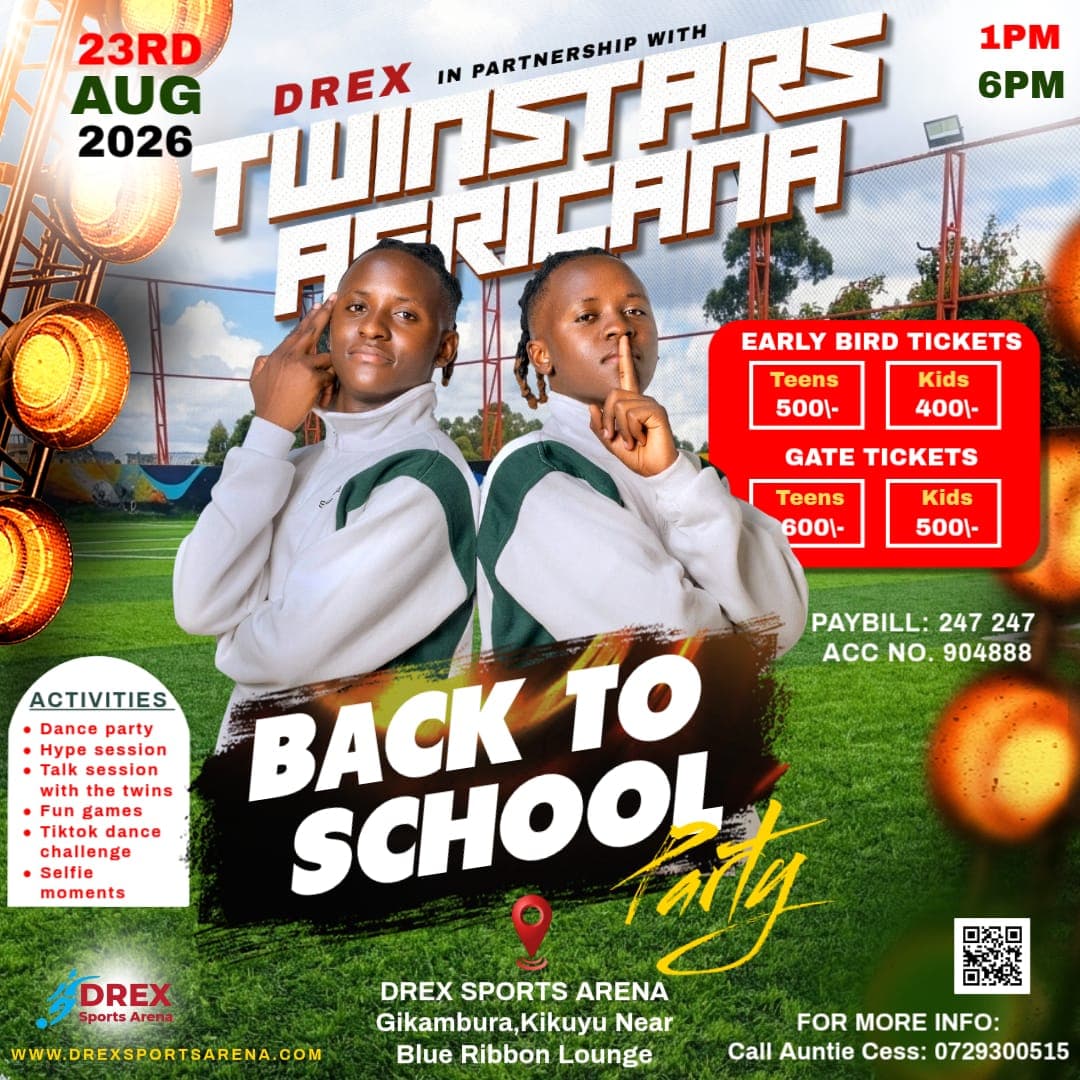 Back to School Party at Drex Sports Arena with Twintars A frica